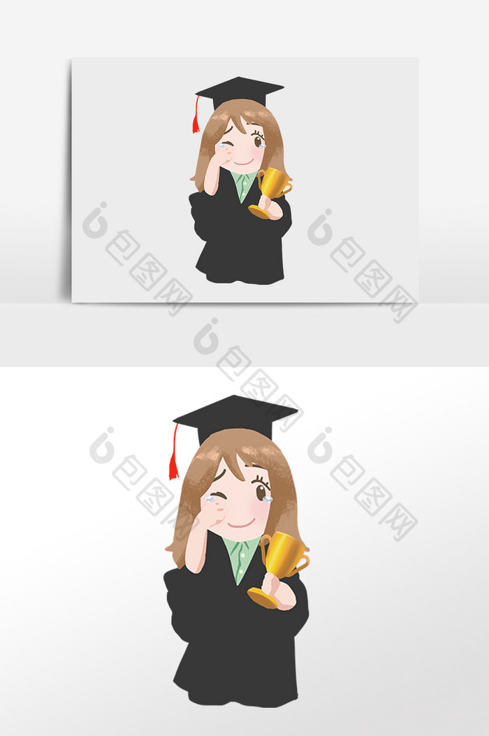 手绘毕业季女学生毕业生插画