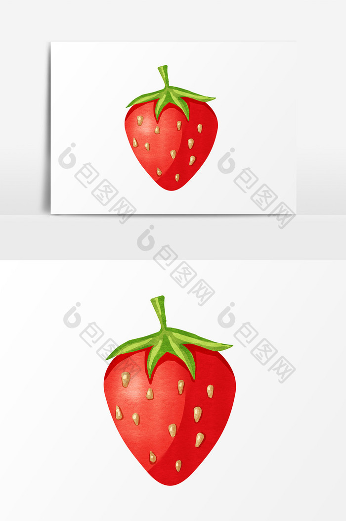 卡通手绘红色系水果草莓