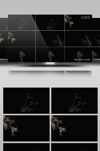 4组带通道水墨元素竹子摇摆视频素材图片