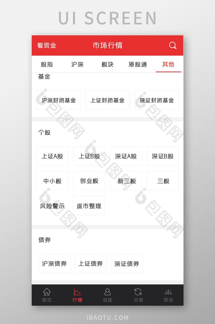 证券APP行情UI移动界面