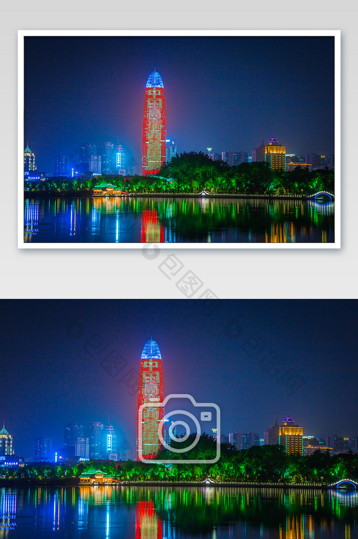 清新济南夜景摄影图图片图片