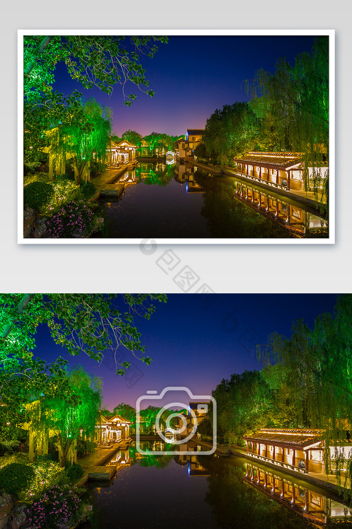 清新济南大明湖夜景图片图片