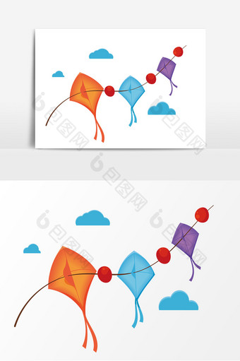 卡通风筝节串联风筝元素图片