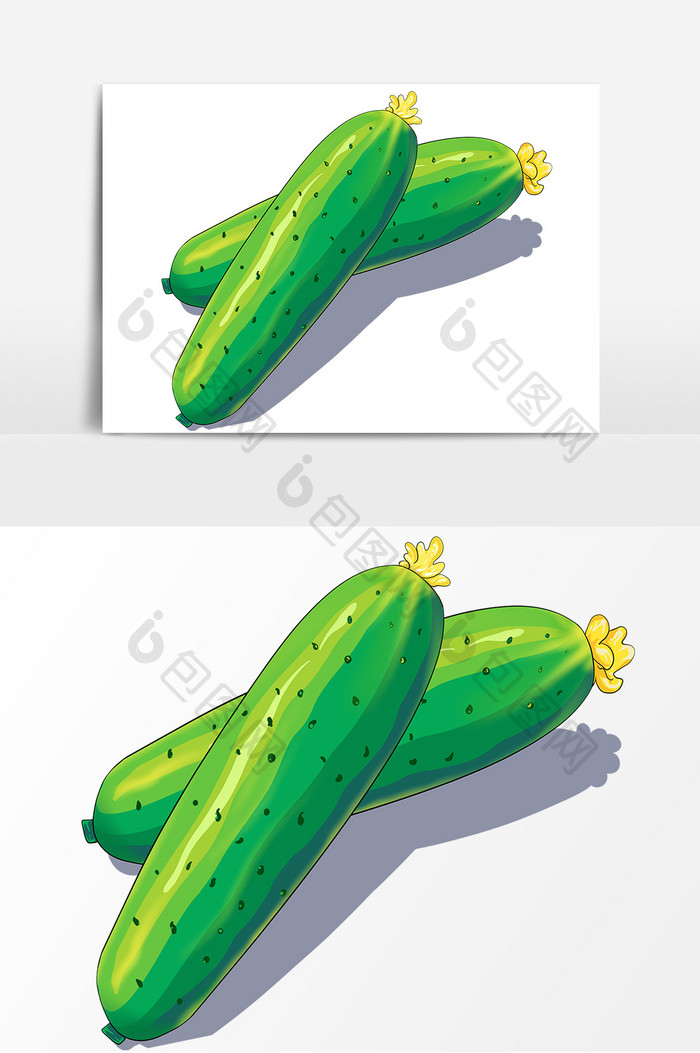蔬菜黄瓜手绘形象元素