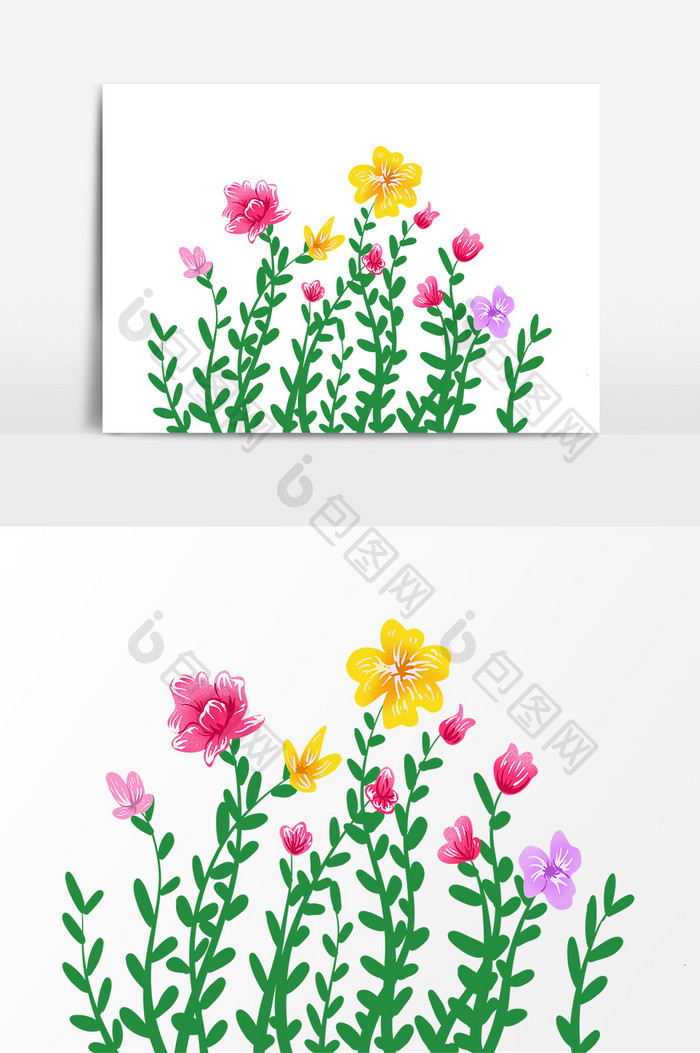 手绘植物花卡通形象元素