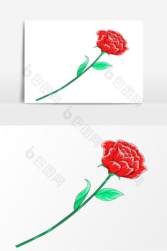 情人节玫瑰花手绘形象元素卡通图片