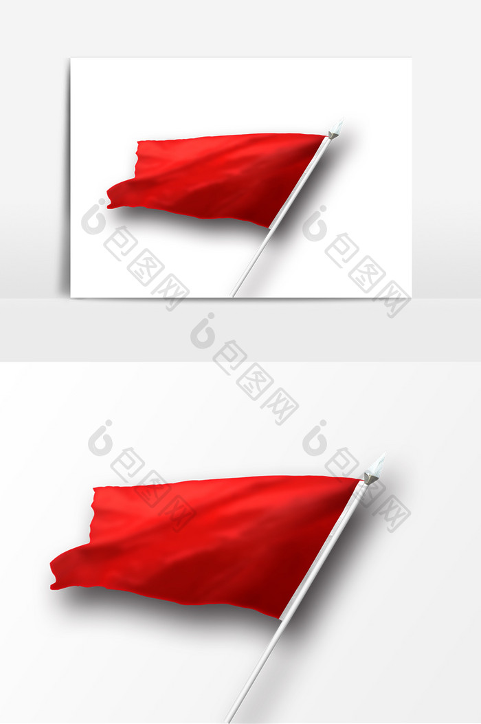 简约大气红色旗帜装饰元素