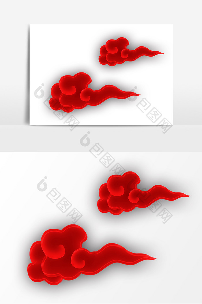 红色大气翔云装饰图案元素