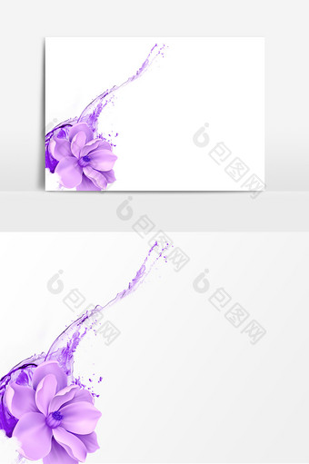 创意质感紫色花瓣紫色的水元素图片