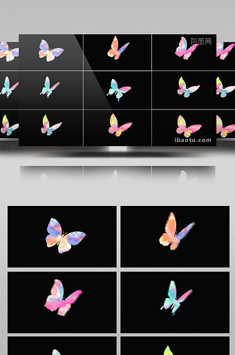 6组带通道水彩蝴蝶飞舞视频素材图片