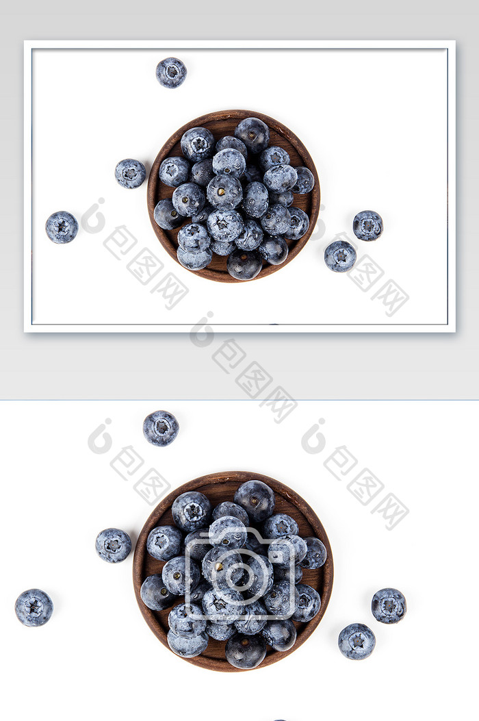 清新白底蓝莓高清俯拍摄影图