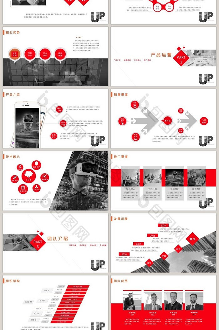红色时尚简洁大气商业计划书PPT模板