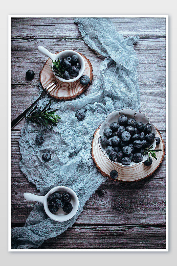 亮调蓝莓静物美食俯拍摄影图片