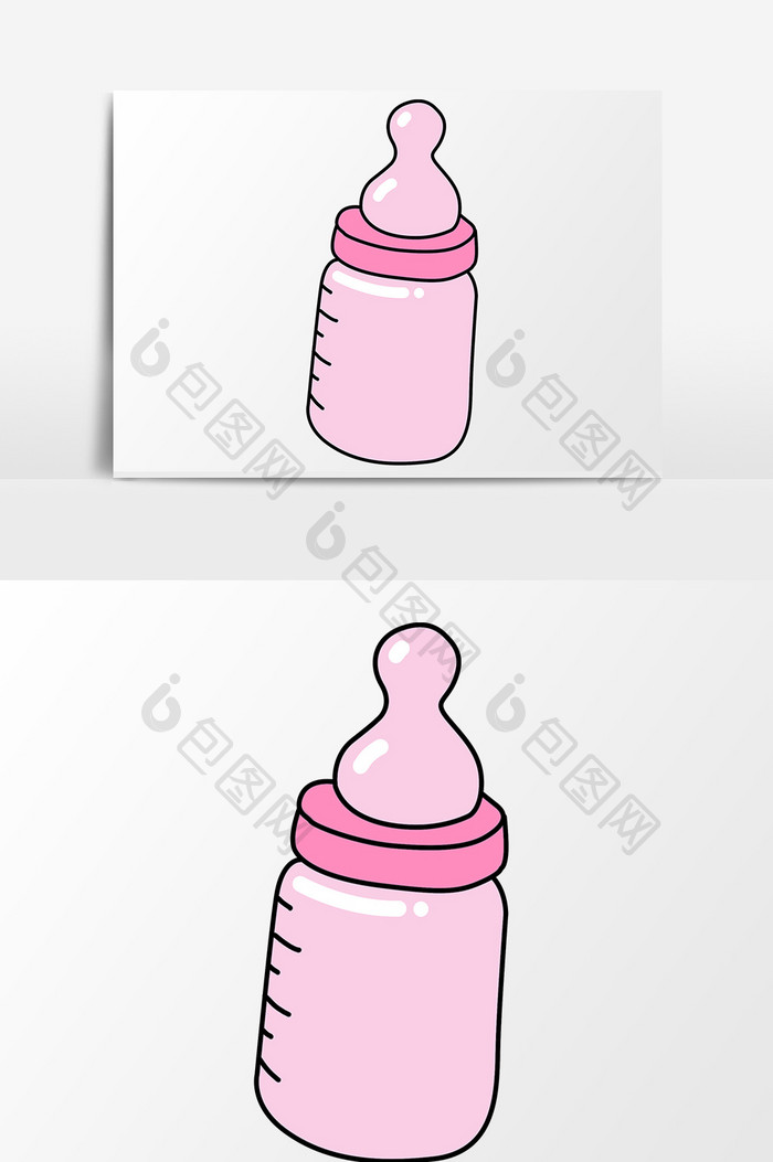 手绘卡通粉色奶瓶