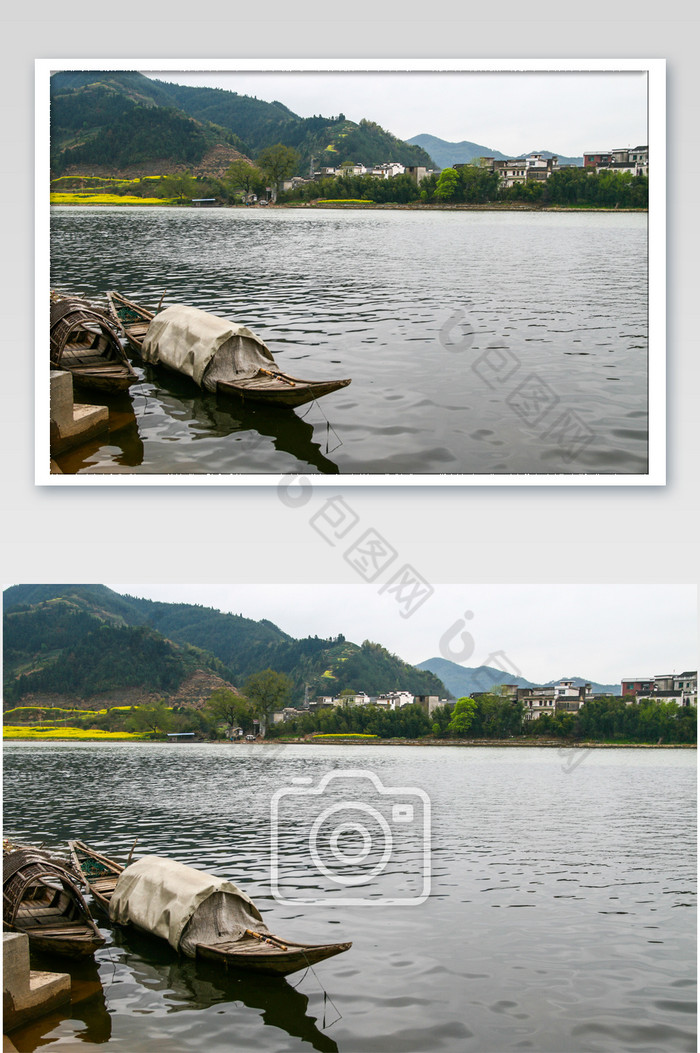 江南自然风景青山绿水乌篷船摄影图图片图片