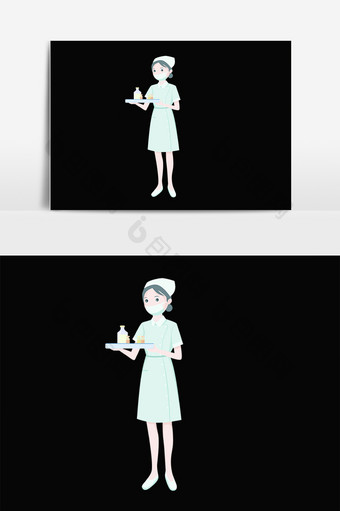 手绘行业员医疗护士人物插画图片