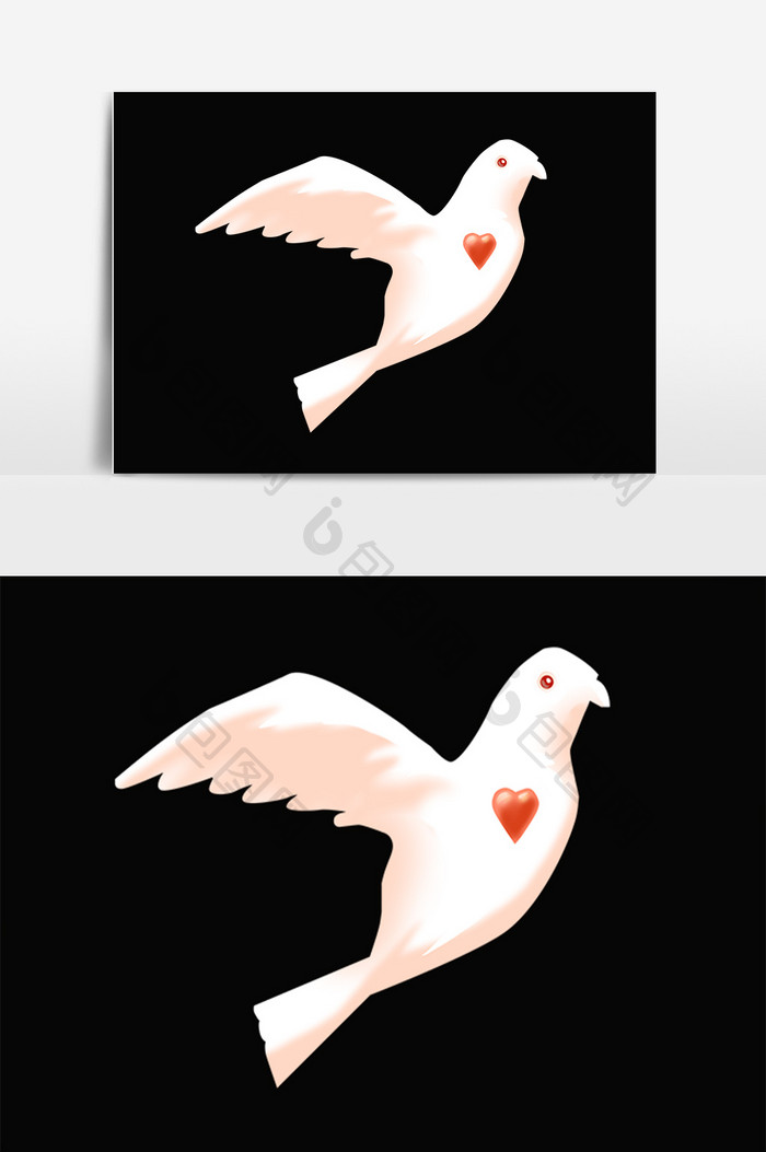 手绘白色鸽子爱心和平鸽插画