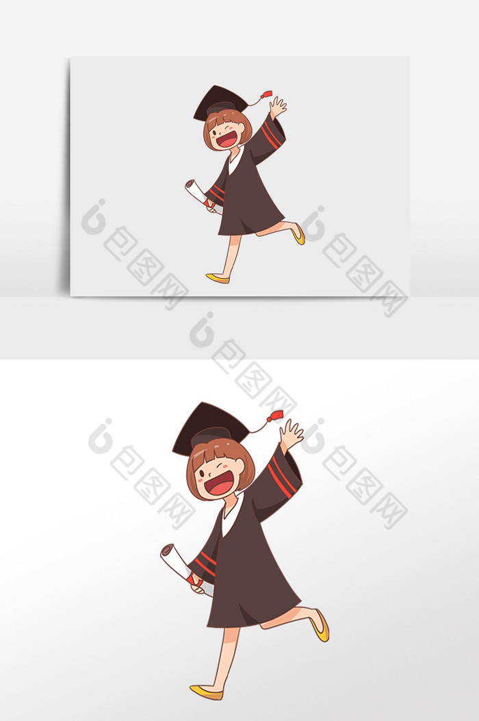 毕业季学士服开心学生插画图片图片