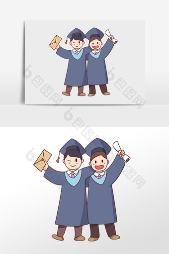 毕业季学士服拍照毕业生插画图片