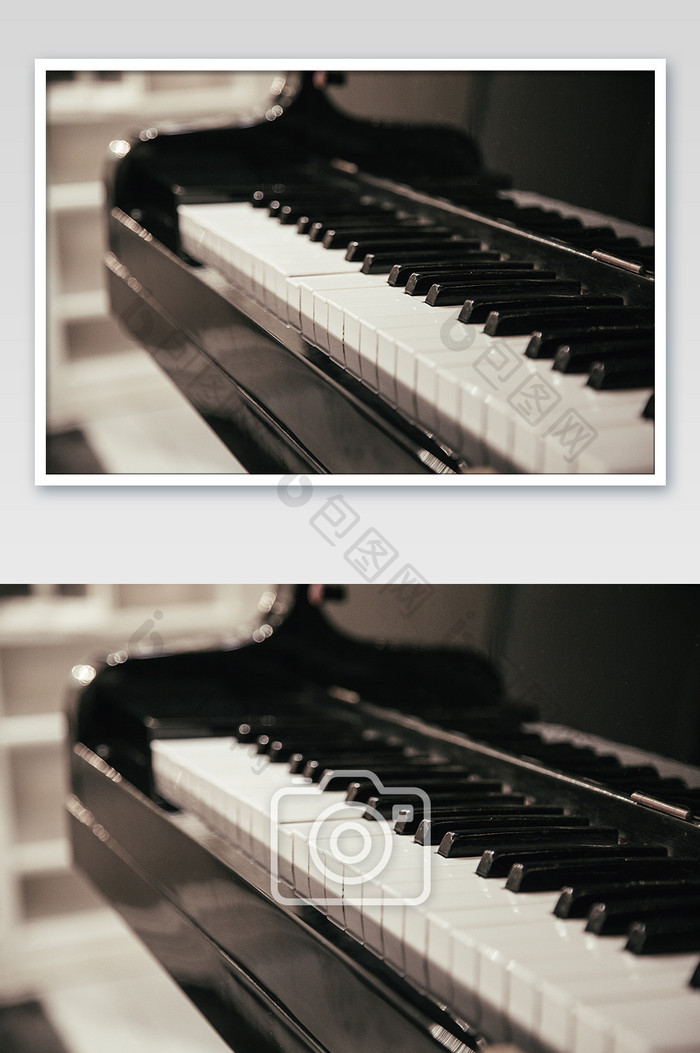 钢琴黑白键盘特写摄影图
