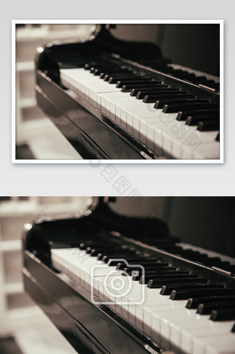 钢琴黑白键盘特写摄影图图片
