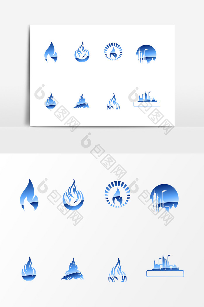 蓝色火焰图标设计素材