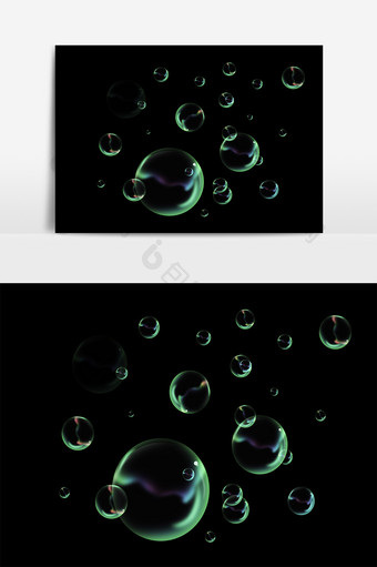 彩色透明气泡背景分层气泡水珠元素图片