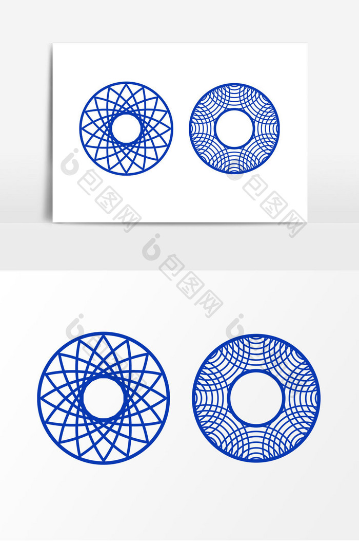 蓝色圆圈装饰元素