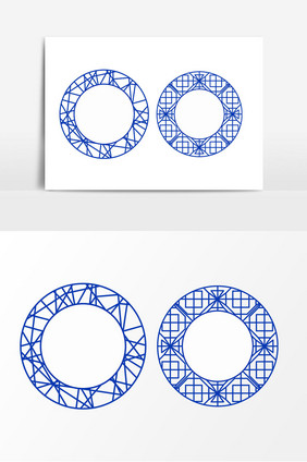 蓝色线条圆圈装饰矢量元素