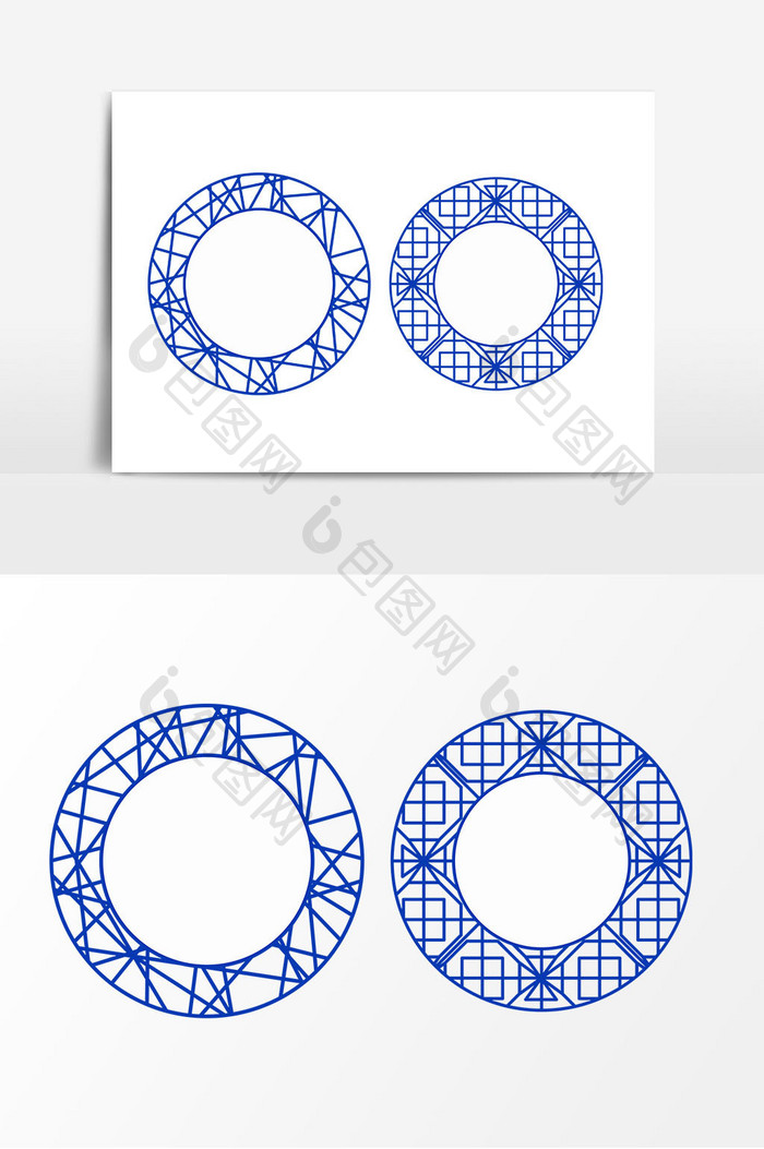 蓝色线条圆圈装饰矢量元素
