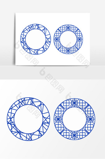 蓝色线条圆圈装饰矢量元素图片
