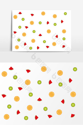 西瓜橙子底纹矢量元素图片