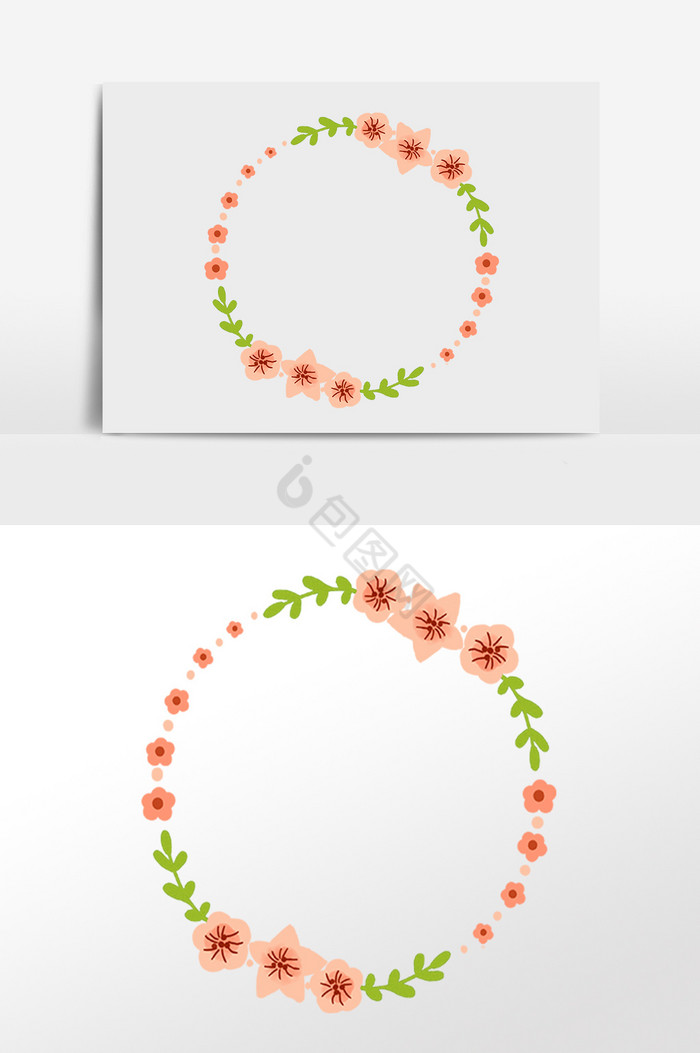 植物枝藤装饰花环插画图片