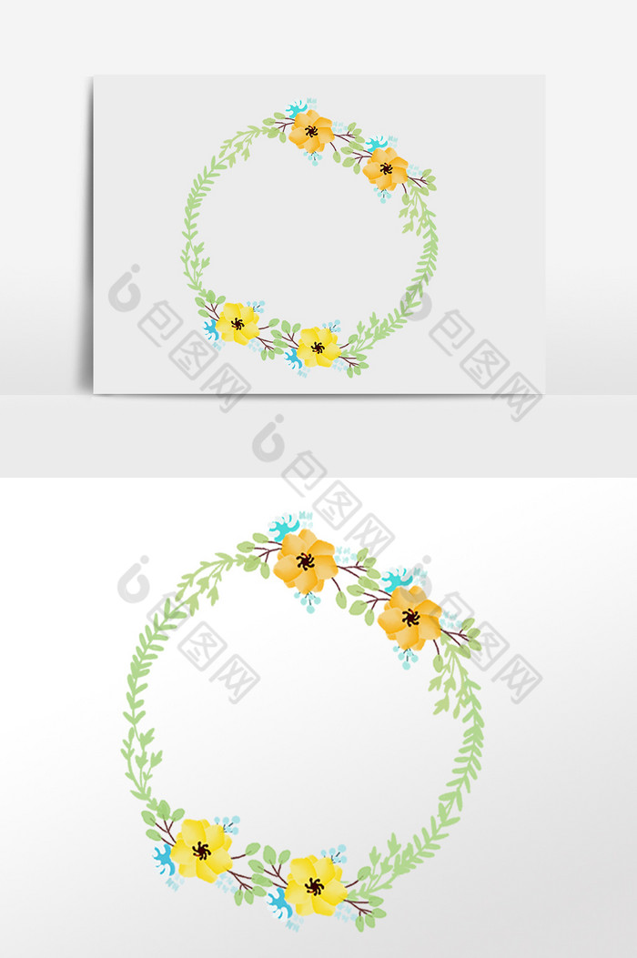 植物枝藤花朵花环插画图片图片