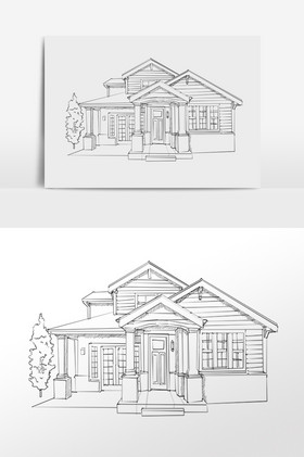 别墅的画法 立体图片