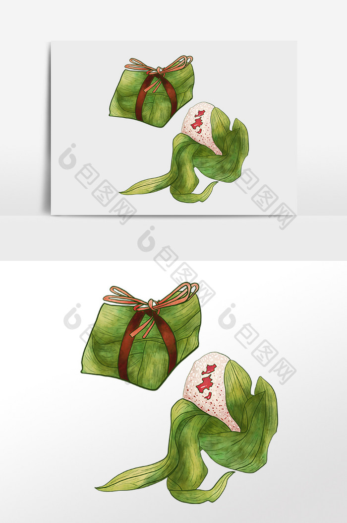手绘端午节传统美食大粽子插画