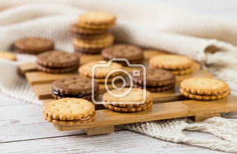 美食夹心麦芽糖饼干高清摄影图片