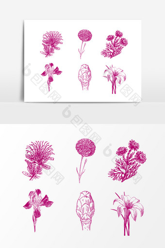 矢量紫色花朵植物设计元素图片