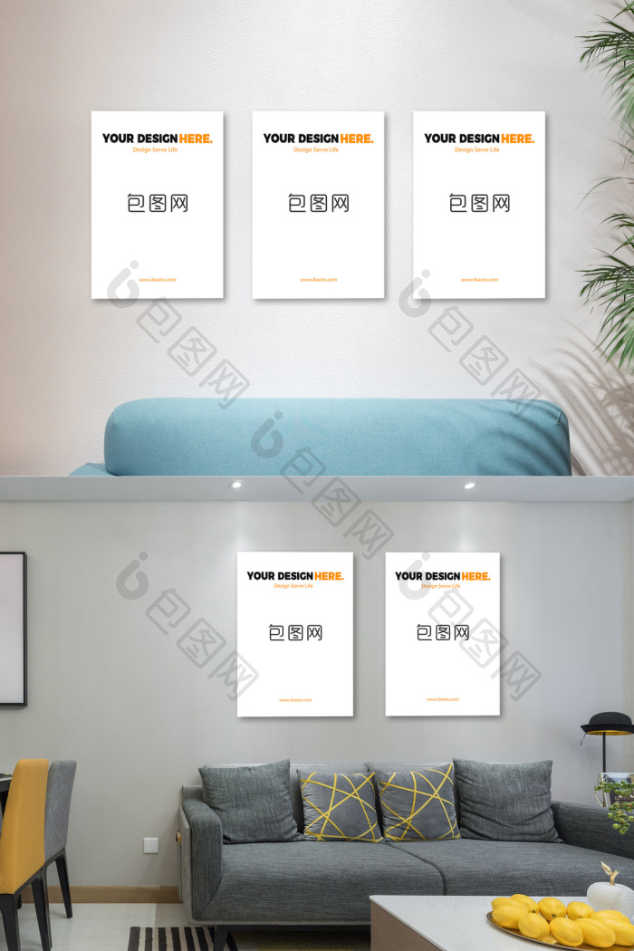 客厅挂画装饰画无框画模板-包图网