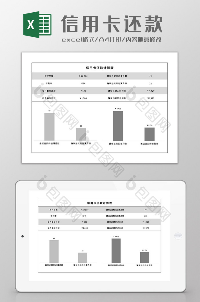 信用卡还款计算表excel模板