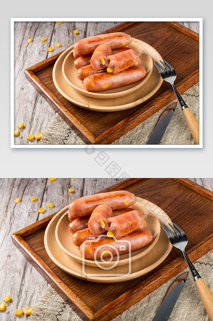 美食玉米味烤肠摄影图