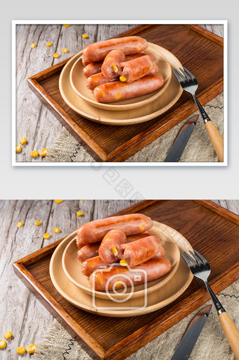 美食玉米味烤肠摄影图图片