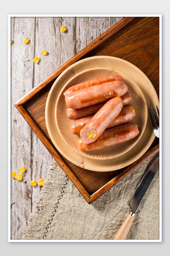 美食玉米味烤肠摄影图片