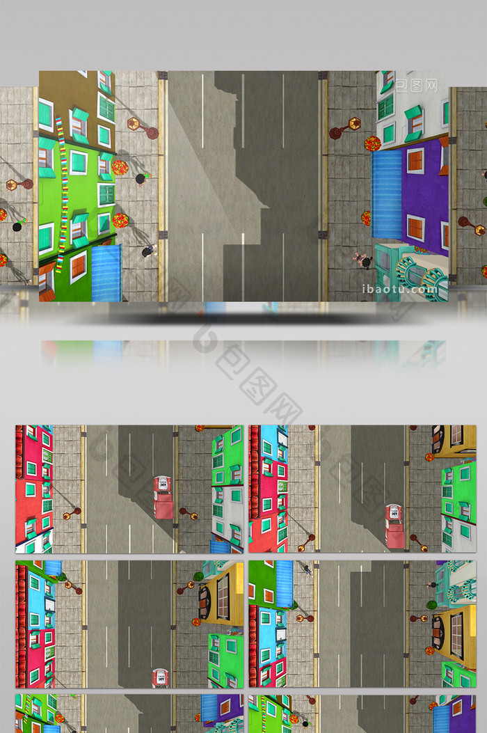 动画三维展示儿童城市建筑街道背景视频素材