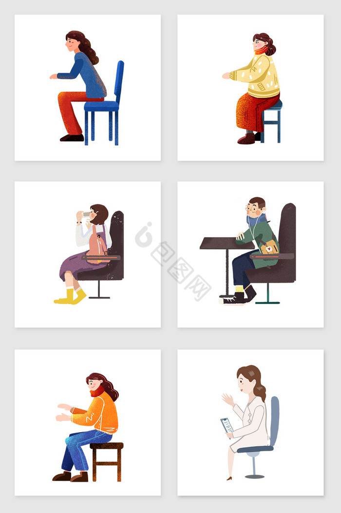 坐椅子上的人套图插画图片