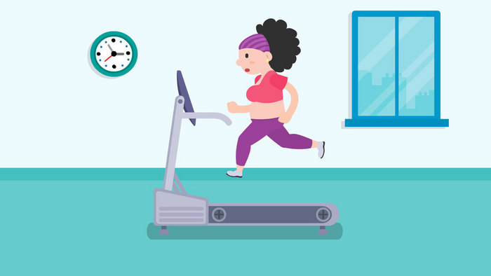女子在跑步机上健身运动减肥动图GIF