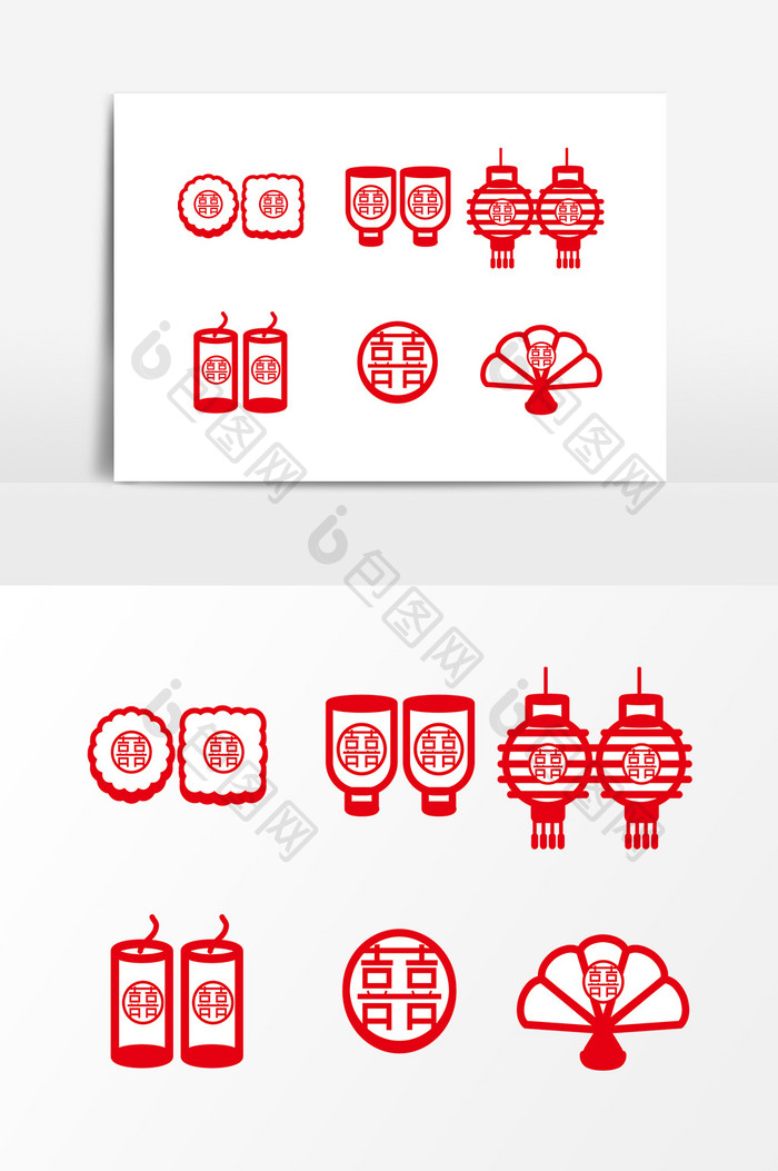 红色中国风婚庆用品图案素材