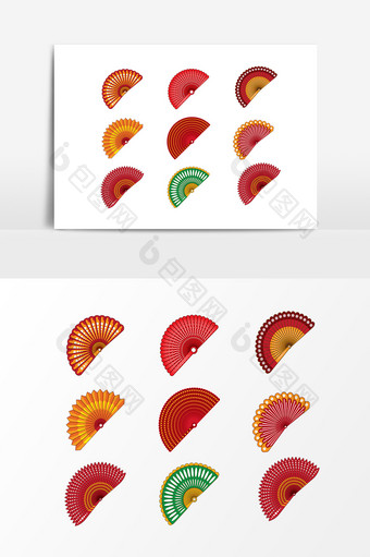 红色中国风扇子设计素材图片