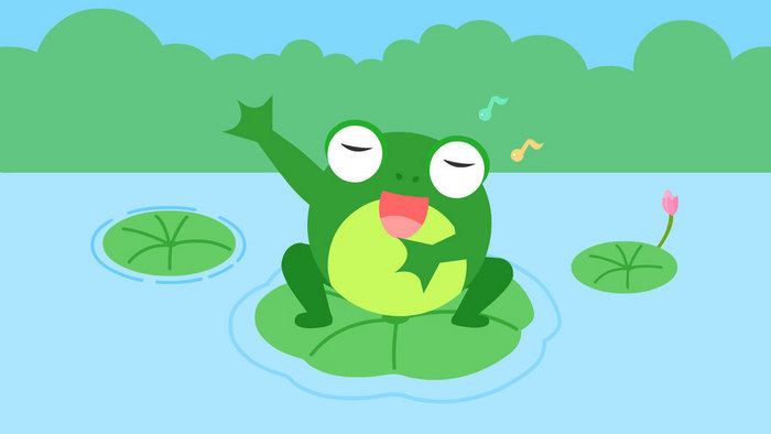 夏季青蛙荷叶上唱歌摇摆动图GIF