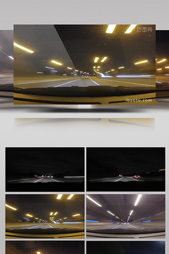 汽车快速穿越实拍夜景视频素材图片